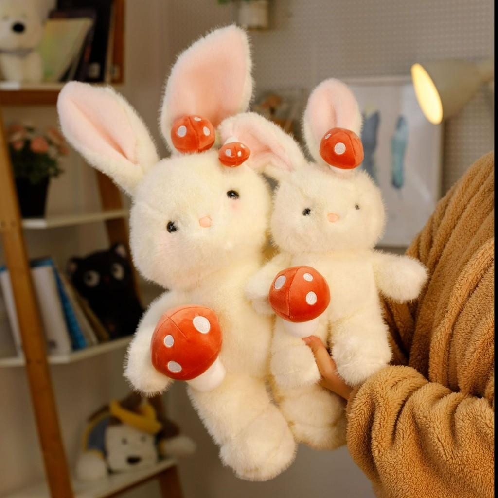 Bunny Mushroom Plush Rabbit Doll White Stuffed Animal Birthday Decoration Gift