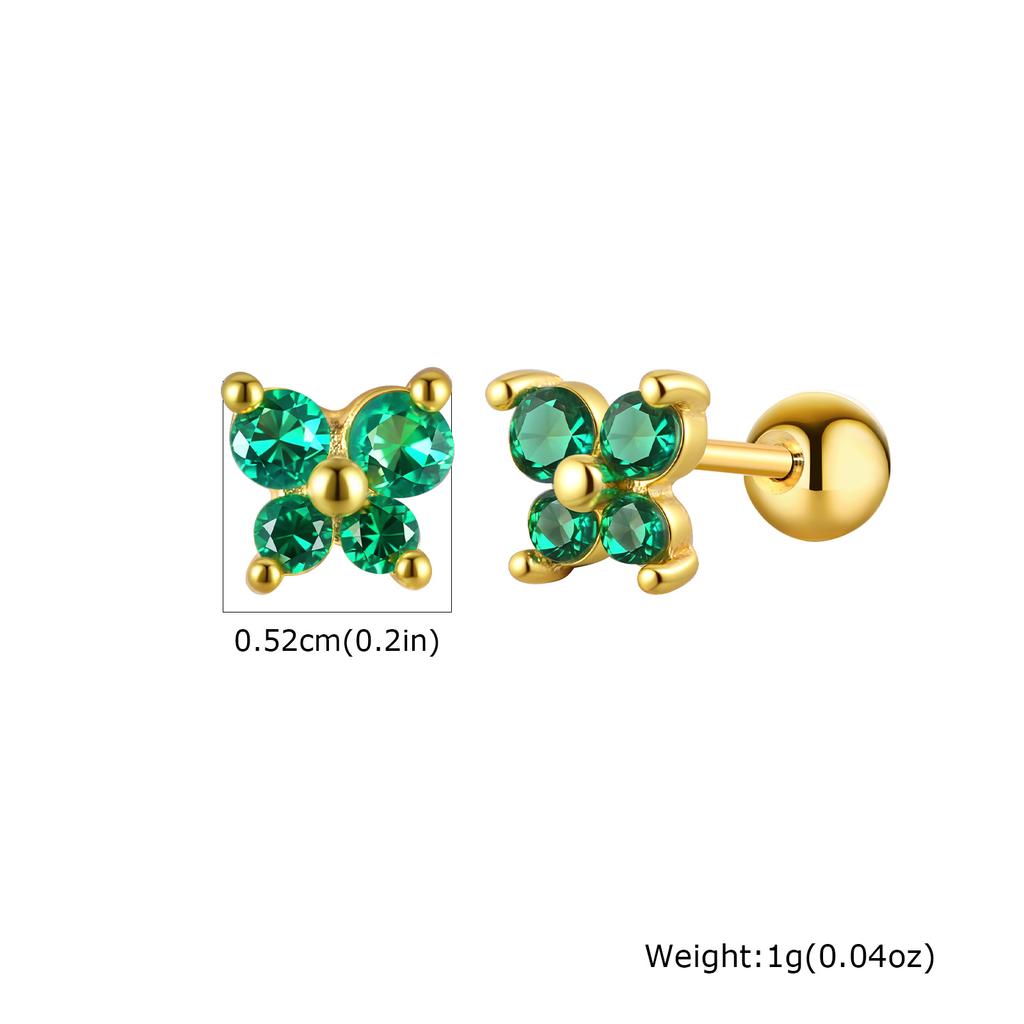Stainless Steel Cartilage Earrings Butterfly CZ Studs Hypoallergenic Piercing Jewelry for Women Girls, Cubic Zirconia Ear Stud