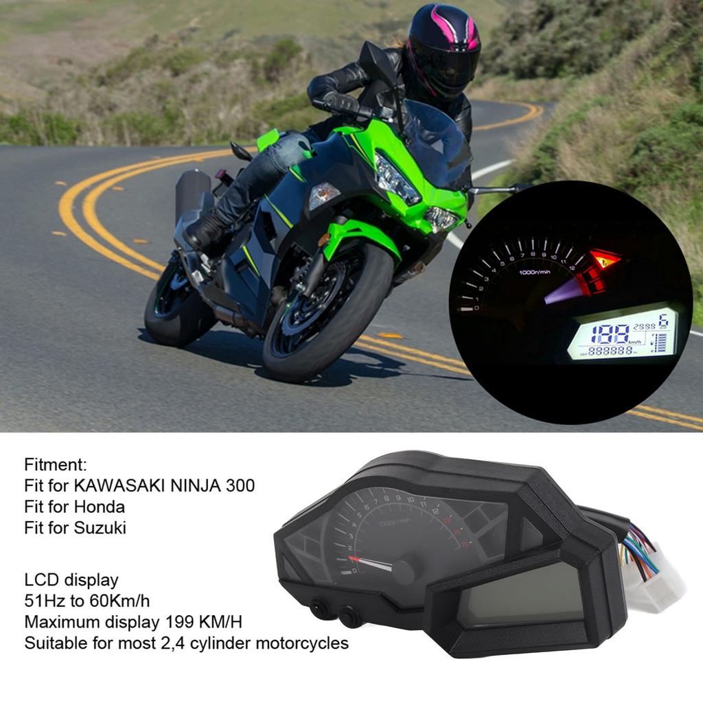 Digital Speedometer LCD Motorcycle Odometer Speed Fuel Gauge 15000RPM Fit for  300 Motorcycle Accessories Motorcycle Meter