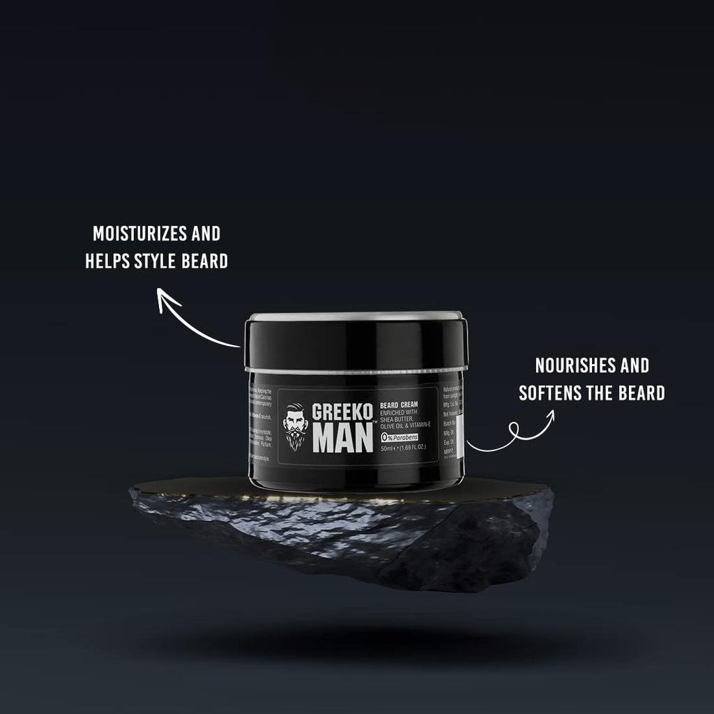Vasu Greeko Man Beard Styling Cream For Men Softening Moisturizing Nourishing Beard Care With Shea Butter 50 Ml