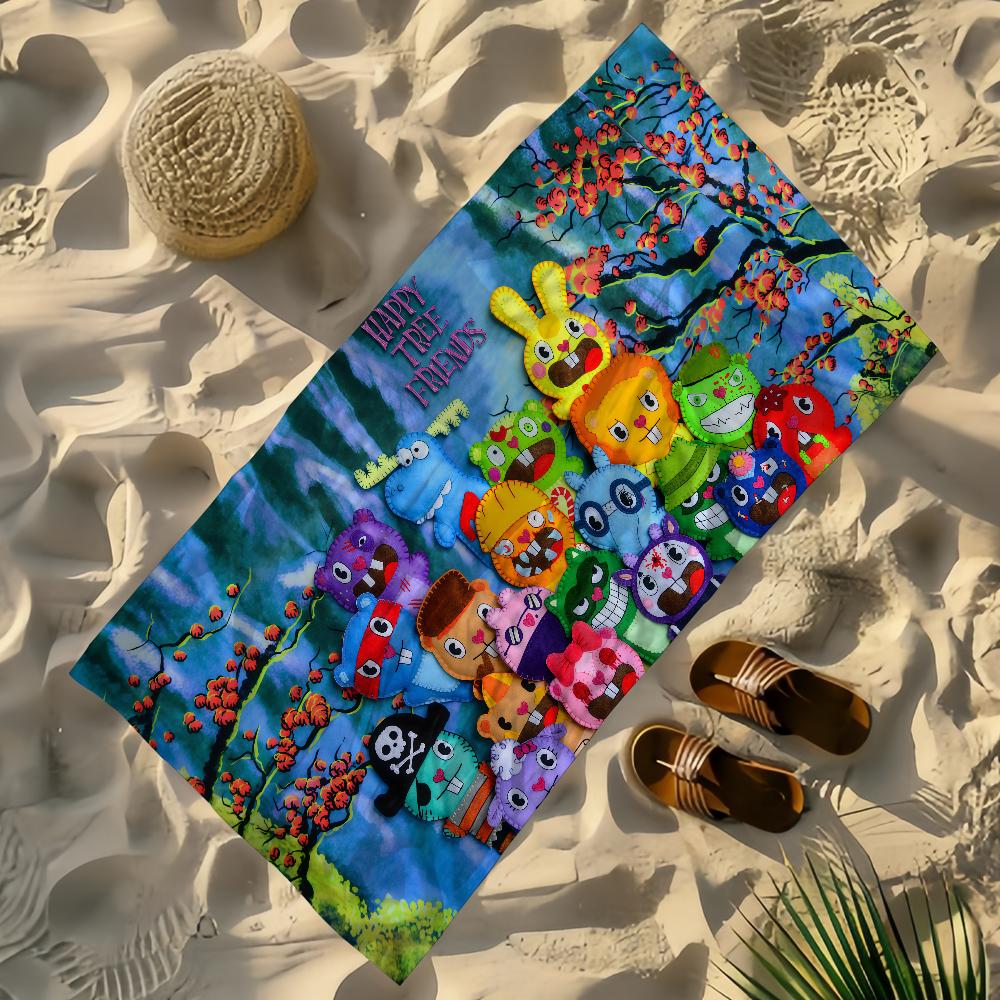 Towel Friends Beach Bath Quick-Drying Lightweight Portable Sauna Tree Camping Happy Swim Pool Travel