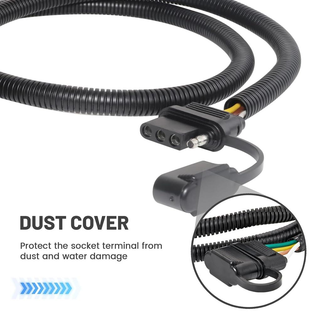 MECMO 4-Pin Trailer Wiring Harness For Jeep Wrangler JK JKU 2007-2018, Tow Hitch Wiring For Rubicon Sahara Sport Unlimited 2-Door 4-Door Trailer
