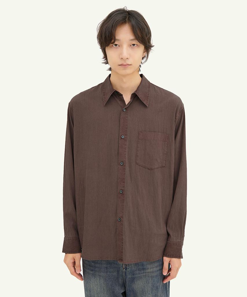 INTEMPOMOOD Down Pigment Washed Shirt_Wine