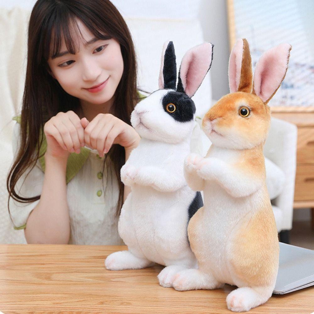 Soft Skin-friendly Simulation Animal Doll Long Ears Realistic Rabbit Plush  Birthday Gift