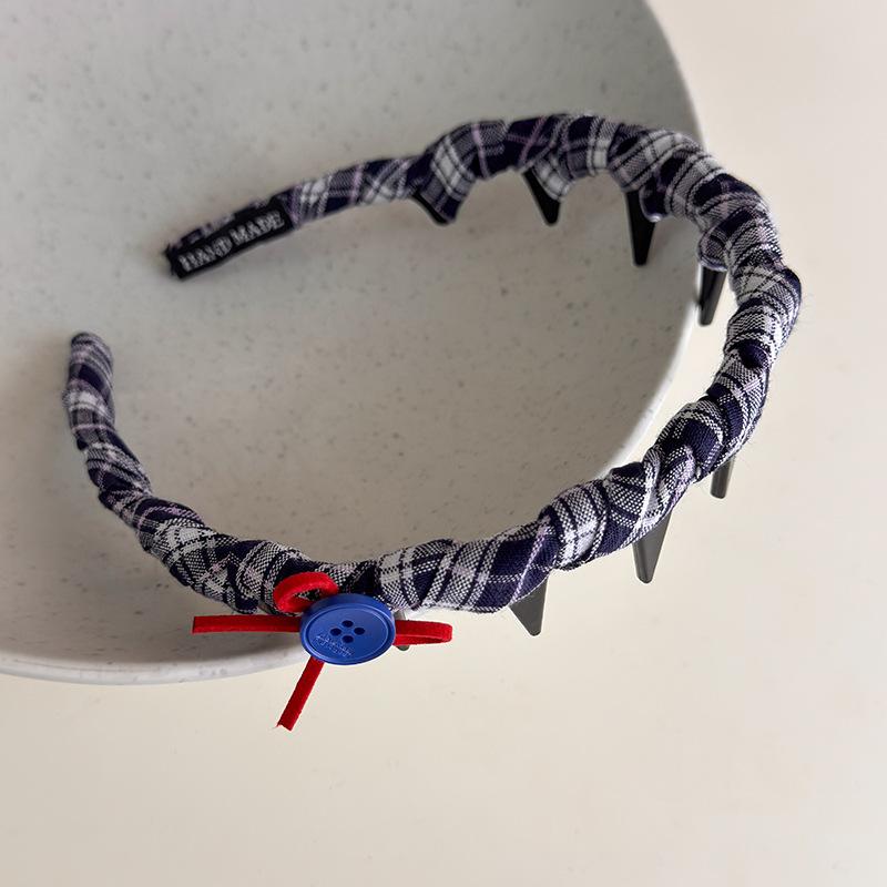 Vintage Headbands for Women British Style Toothed Non-slip Hair Bands Red Bow Blue Hair Hoop Hairband Face Wash Hair Accessories