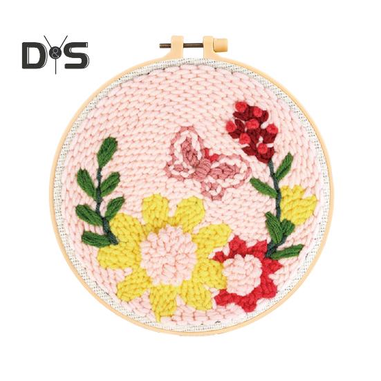 Punch Stitch Kit Healing Weave Punch Stitching Kit für Erwachsene und Kinder, DIY Punch Needle Stickset mit Werkzeug, Garne, Hoop für Anfänger