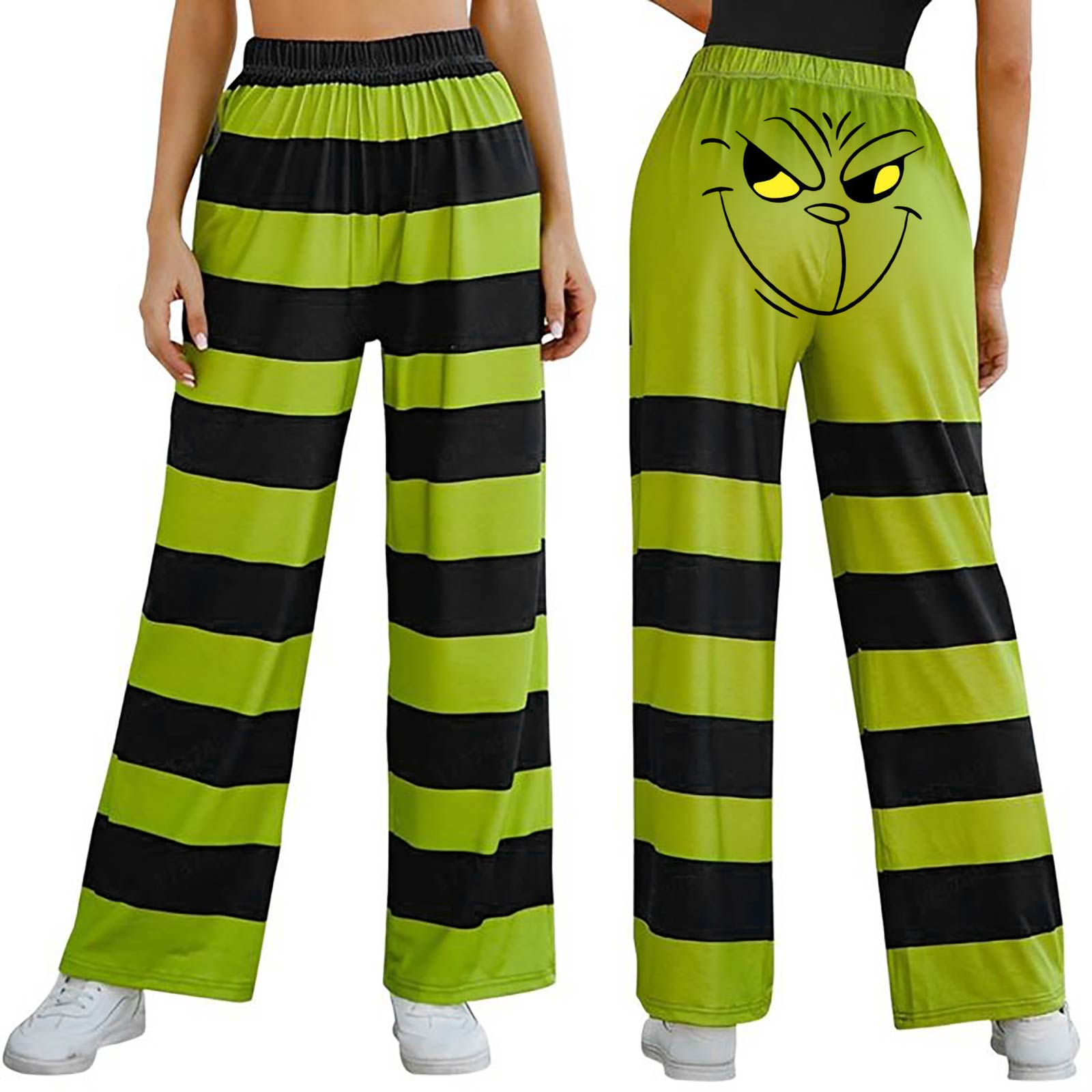 

Женские повседневные модные брюки с рождественским принтом и эластичной талией XXL