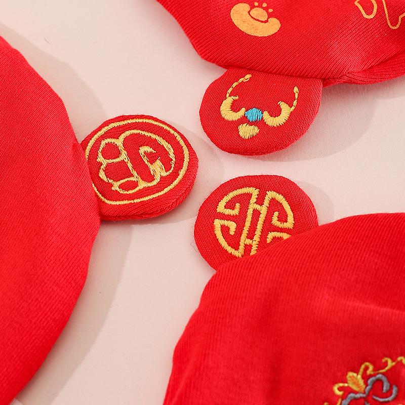 Spring & Autumn Baby Hat for Newborn Boys & Girls - Red Festive Cap for 100 Days