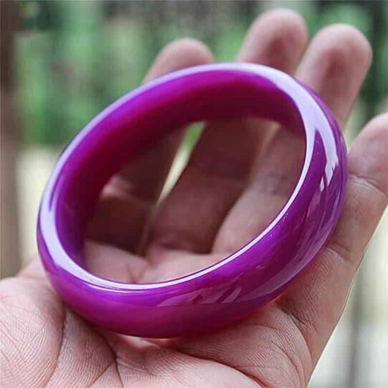 

Браслет из натурального императорского фиолетового халцедона, модный браслет с изумрудом, женский подарок 64MM