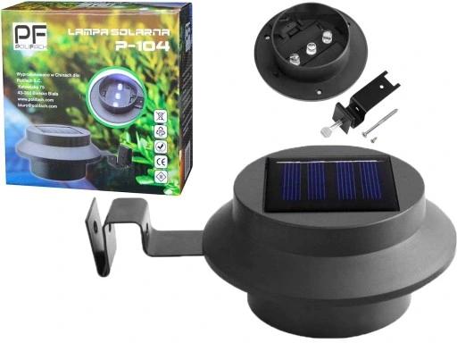 Lampa Solarna 3 Led Czarny Wiszący Kinkiet P-104