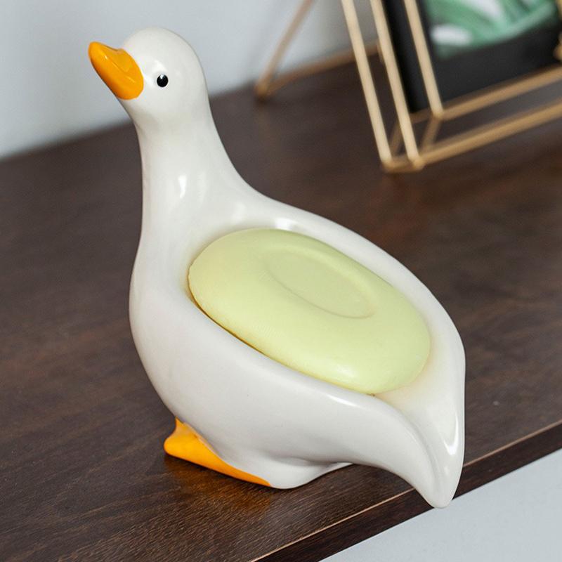 Soap Tray Self-Draining Soap Rack Cute Duck-Shaped Creative Rack For Shower Bathroom Kitchen Tub Sink Tray Bracket Bathroom