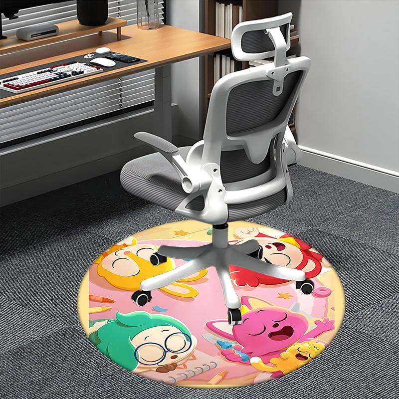 Pinkfong Wonderstar Chair mat Round Rug-Office carpet, Machine Washable, Non-slip, Suitable for Living Rooms, Bedrooms 80cm