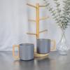 304 stainless steel mug, walnut handle coffee cup, double-layer camping cup, beech head handle teacup, anti-scalding cup