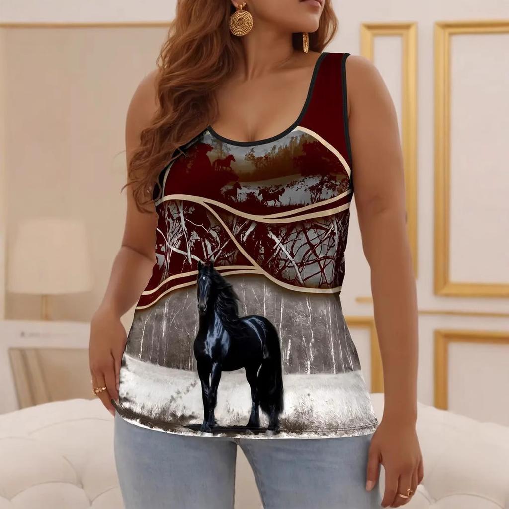 Summer New Casual Versatile Fashion Colorful Animal Patterns Large Size Vest Comfortable Women's Loose Breathable Sleeveless Vest