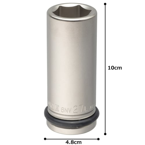 TONE 6NV-27L Long Impact Socket, 19.0mm (3/4") Drive, 27mm Width