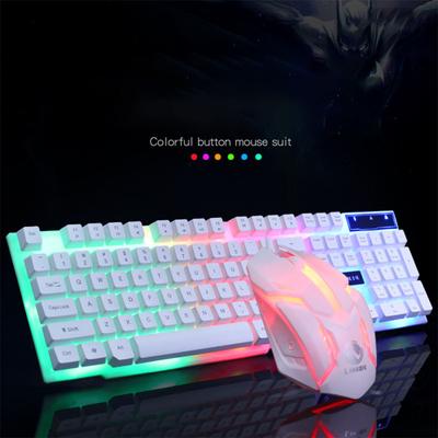 PC con cable USB, suspensión para jugadores, teclado con sensación mecánica + juego de ratón, ordenador portátil fotoeléctrico