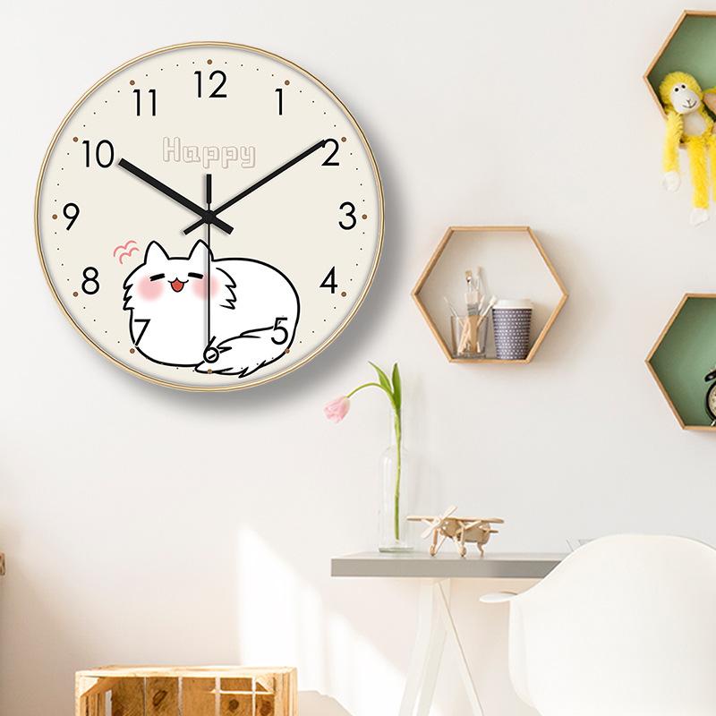 Cartoon Children's Creative Clock, Simple Wall Clock, Living Room Bedroom Wall, No Punching Hanging