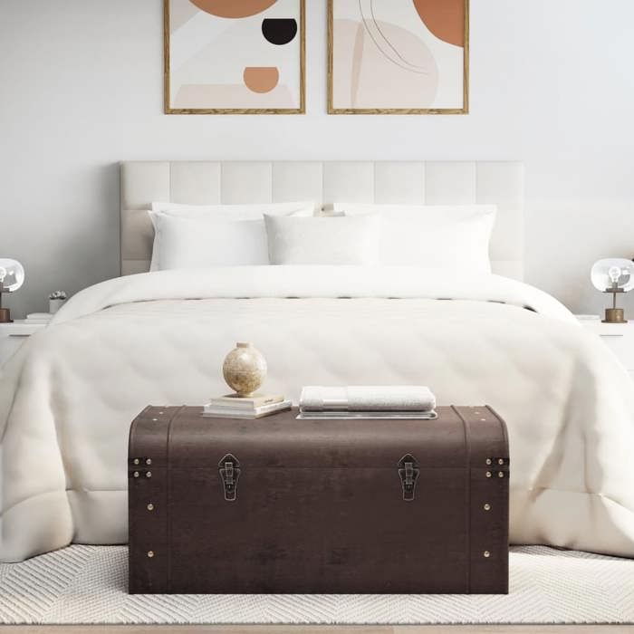 VidaXL Treasure Chest with Dark Brown Latches Plywood, Treasure Box, Toy Chest, Wooden Treasure Box, 4010549