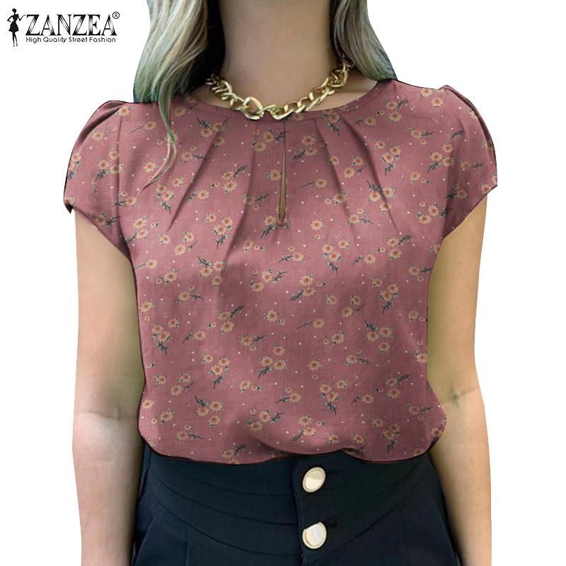 Buy ZANZEA Women Casual Short Sleeve O-neck Floral Print