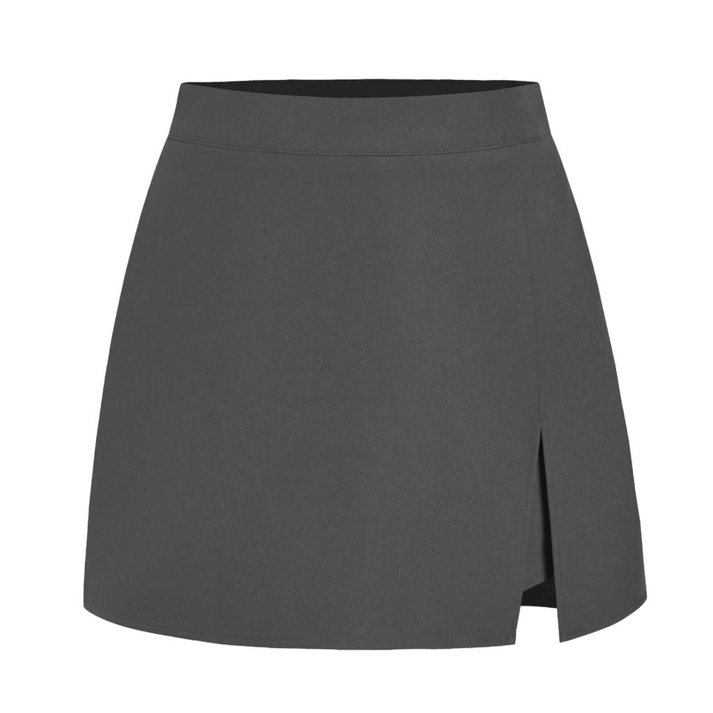 Women's Solid Color Suede Skirt High Waisted Metal Buckle Wrapped Hip Short Skirt Mini Skirt