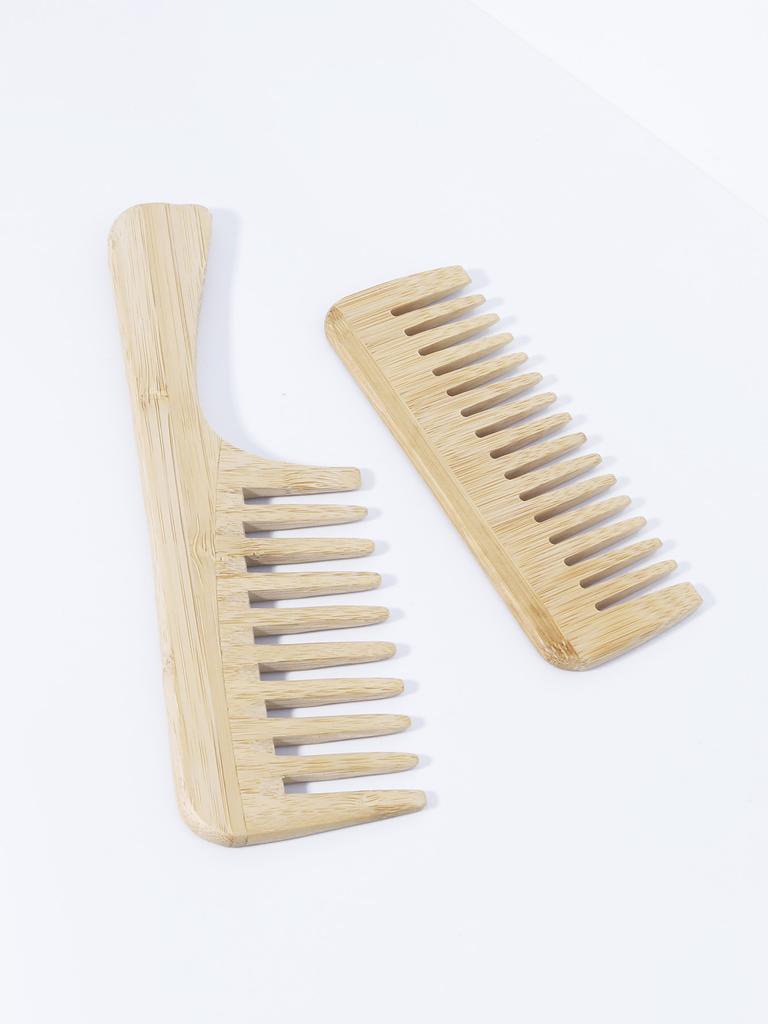 2-piece Natural Bamboo Comb Set, Large Wide Toothed Hair Comb, Anti-static Hair comb,Special for Real Hair Wigs