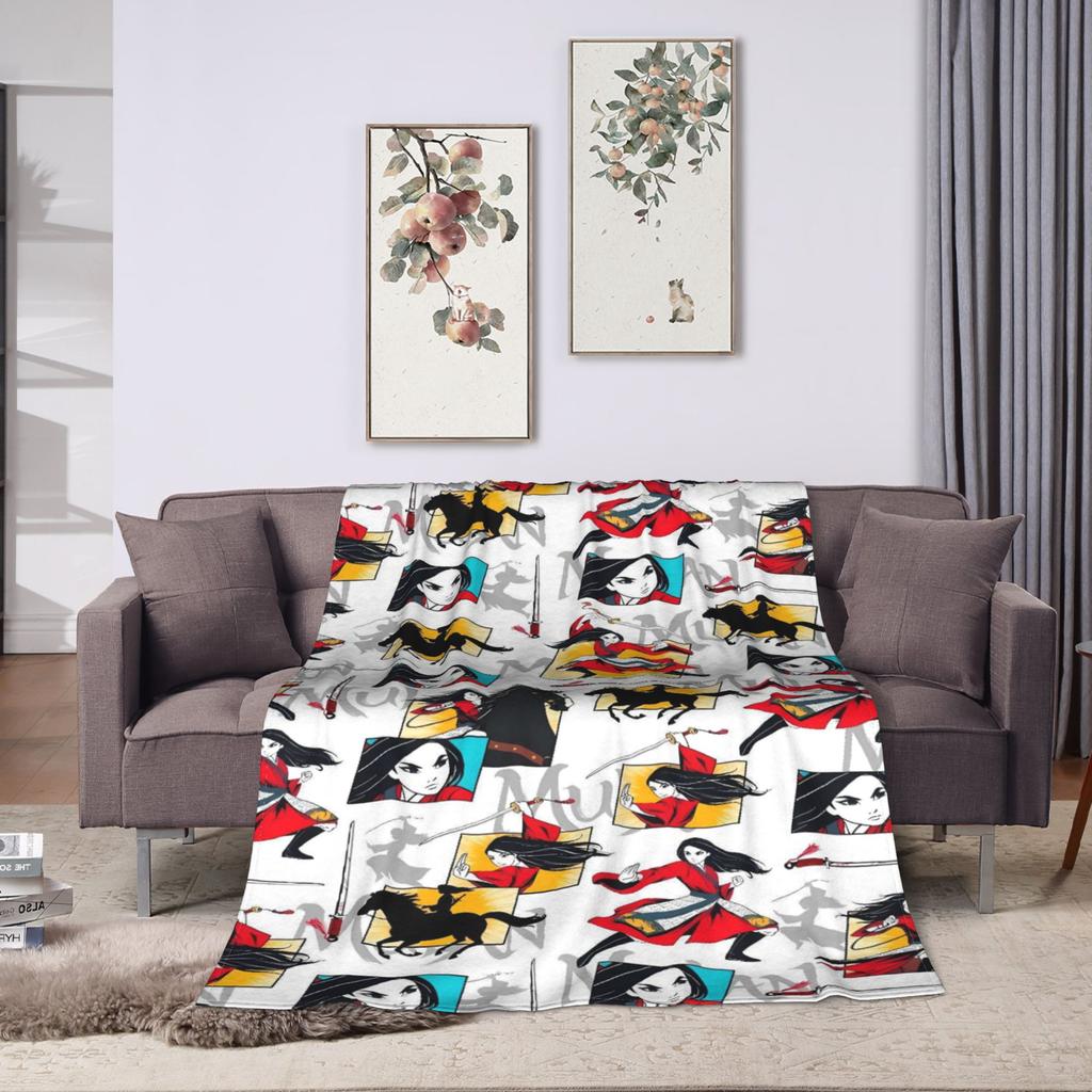 Mulan Mushu Flannel Blanket Winter Super Warm Bedding Throws for Kids Home Decor Graphic Bedspread Sofa Bed Cover