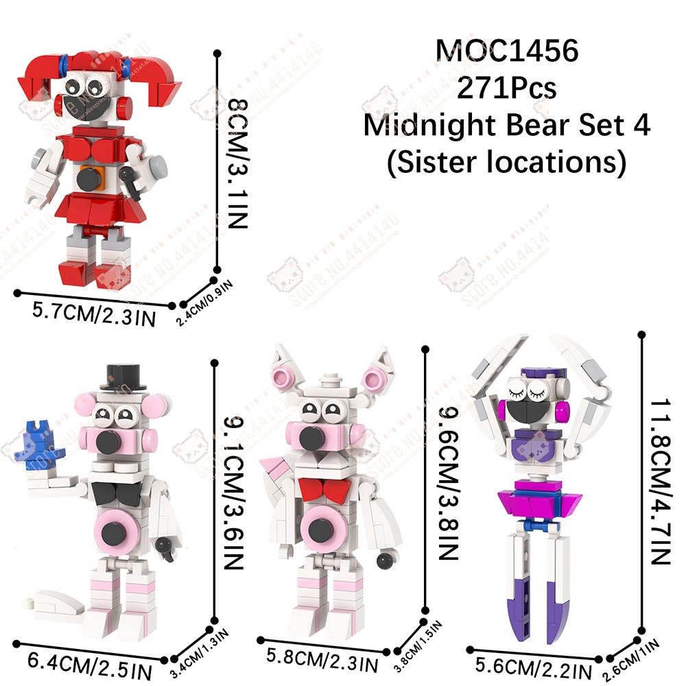 Midnight Bear Series MOC Character Decoration Building Blocks DIY Game Horror Action Figure Models Assembly Bricks Toys For Kids