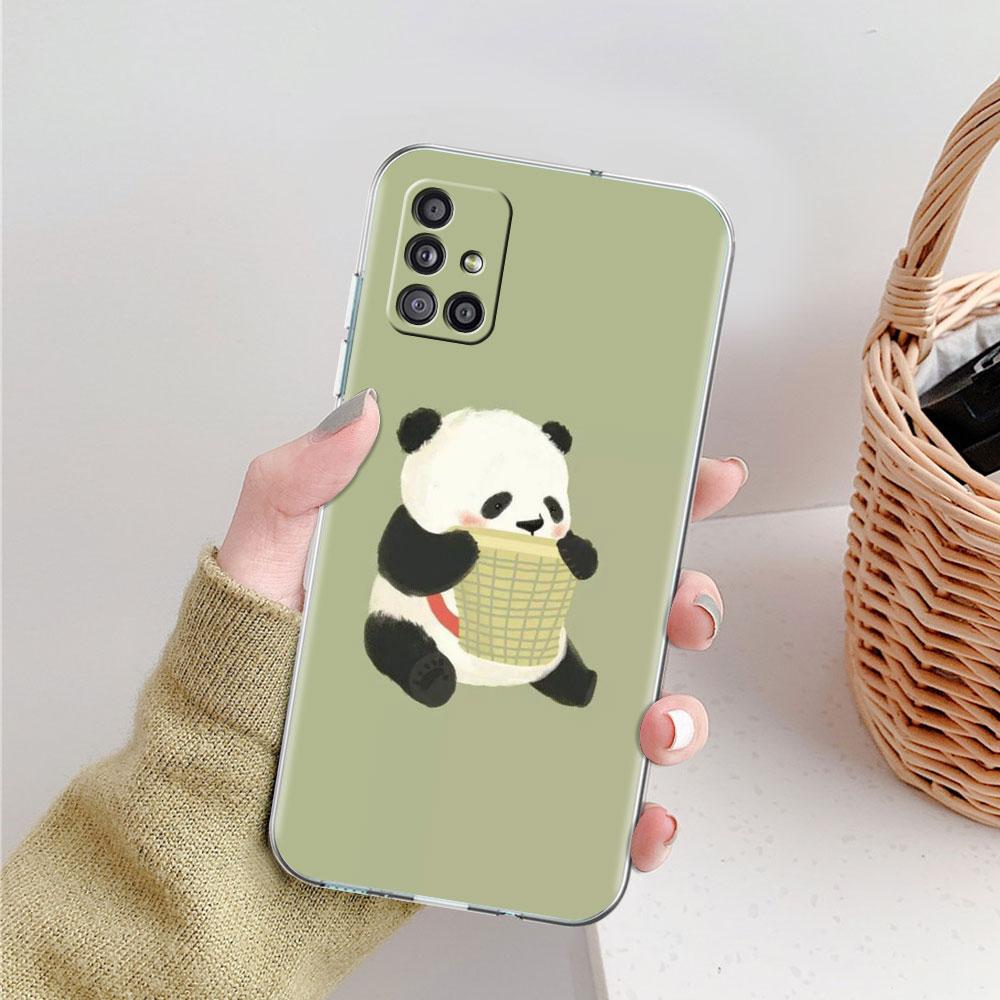 Clear Phone Case For Samsung Galaxy A51 5G A71 A21s A31 A12 A52 A41 A91 A11 A32 A72 Shockproof Soft Cover Super Cute Panda Funda