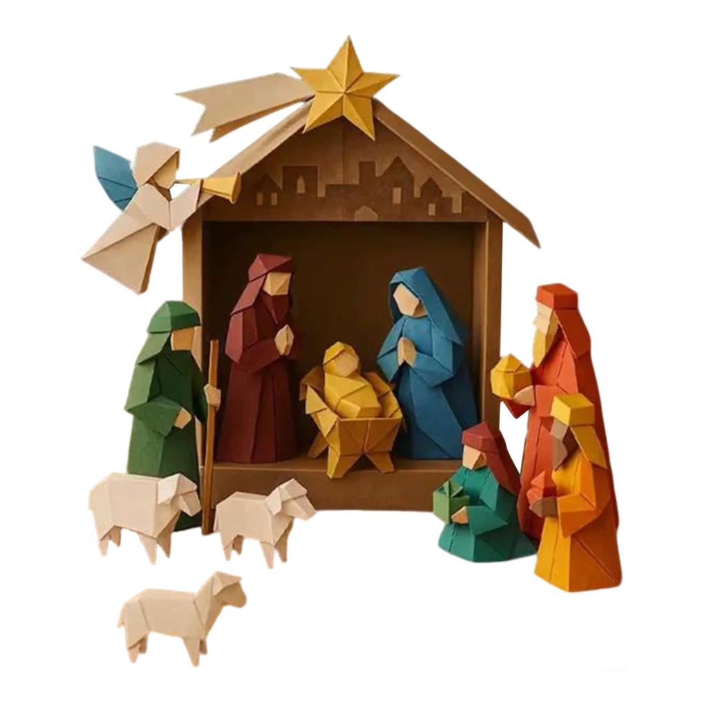 Christmas DIY Paper Nativity Scene W/Jesus Angel and Animal DIY Paper Nativity Scene Craft Kit for Xmas Decor Family Activities