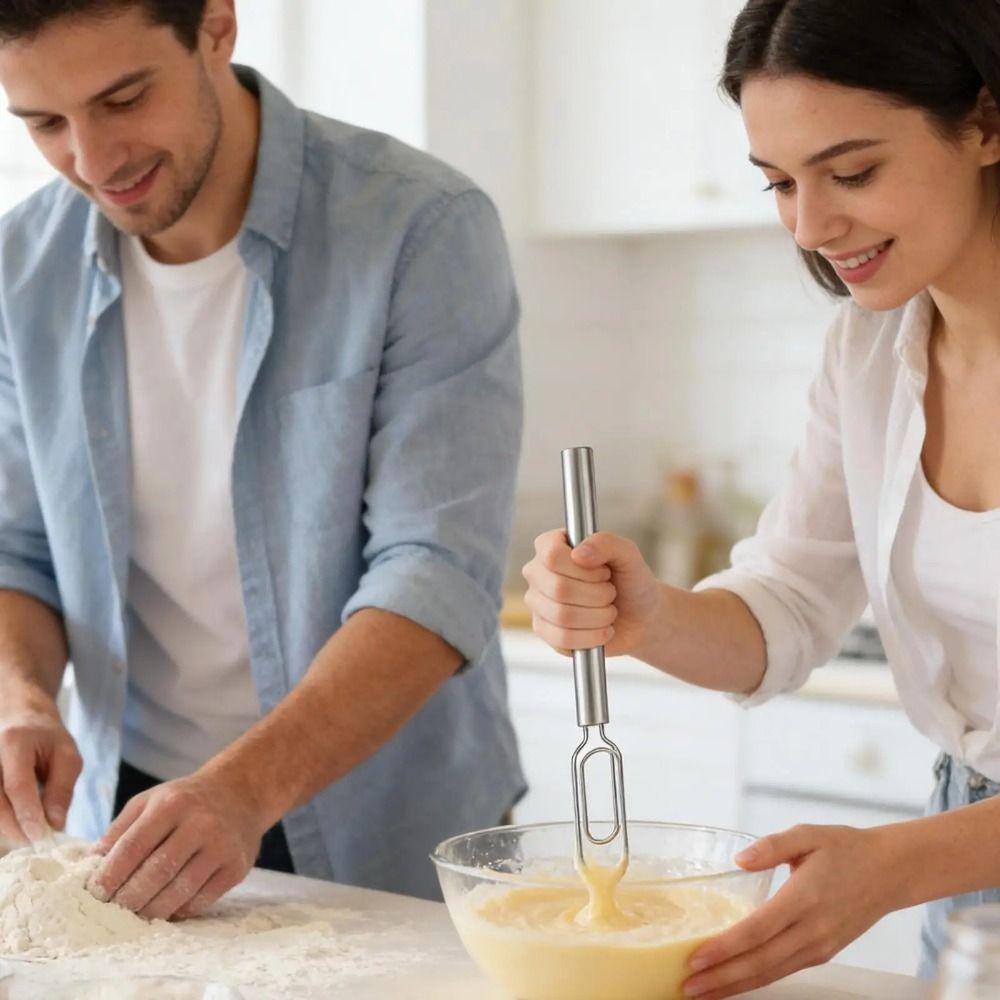 Rustproof Manual Dough Blender Stainless Steel Flour Whisk Powder Stirrer for Baking  Baking