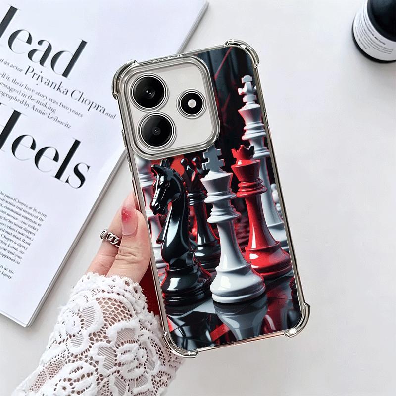 Competitive Chess Game Plating Phone Case For Xiaomi Redmi Note 14 15 Pro Plus 13 12 11 11S 11T 10 9S 9 5G Anti-Fall Airabag Cov
