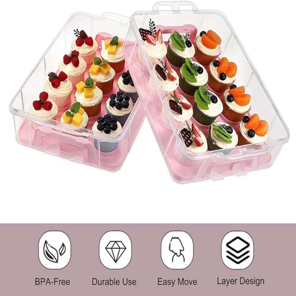 2-stöckiger Cupcake-Träger Rechteckige Cupcake-Behälter Bäckereiwerkzeug Cupcake-Aufbewahrungsbox Picknick