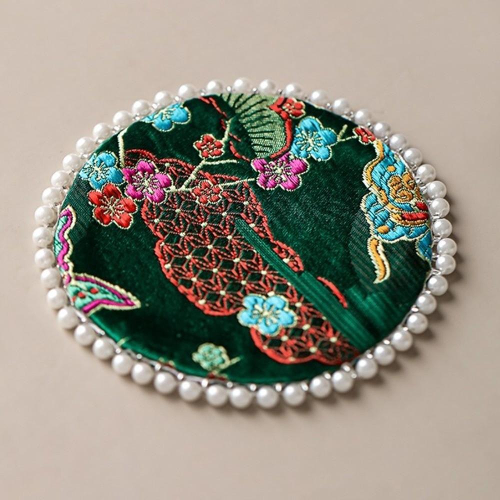 Elegant Pearls Edge Coaster Cloth Teapot Mat Butterfly Brocade Cup Mat  Tea Ceremony