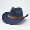 Nuevos Sombreros de Vaquero Occidental Fieltro de Lana para Hombre y Mujer Moda Actual Elegante y Versátil Ala Curva Cabeza de Toro Gorras de Jazz
