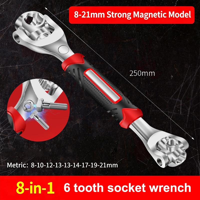 52 In 1 Multi-Functional Socket Works Universal Ratchet Wrench 360 Degree Multipurpose Non-Slip Handle Manual Tool