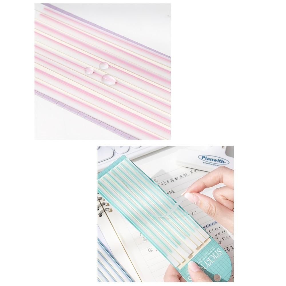 1pcs Macaron Color Sticky Strips 160 Sheets Fluorescent PET Transparent Memo Pad Index Stickers Office