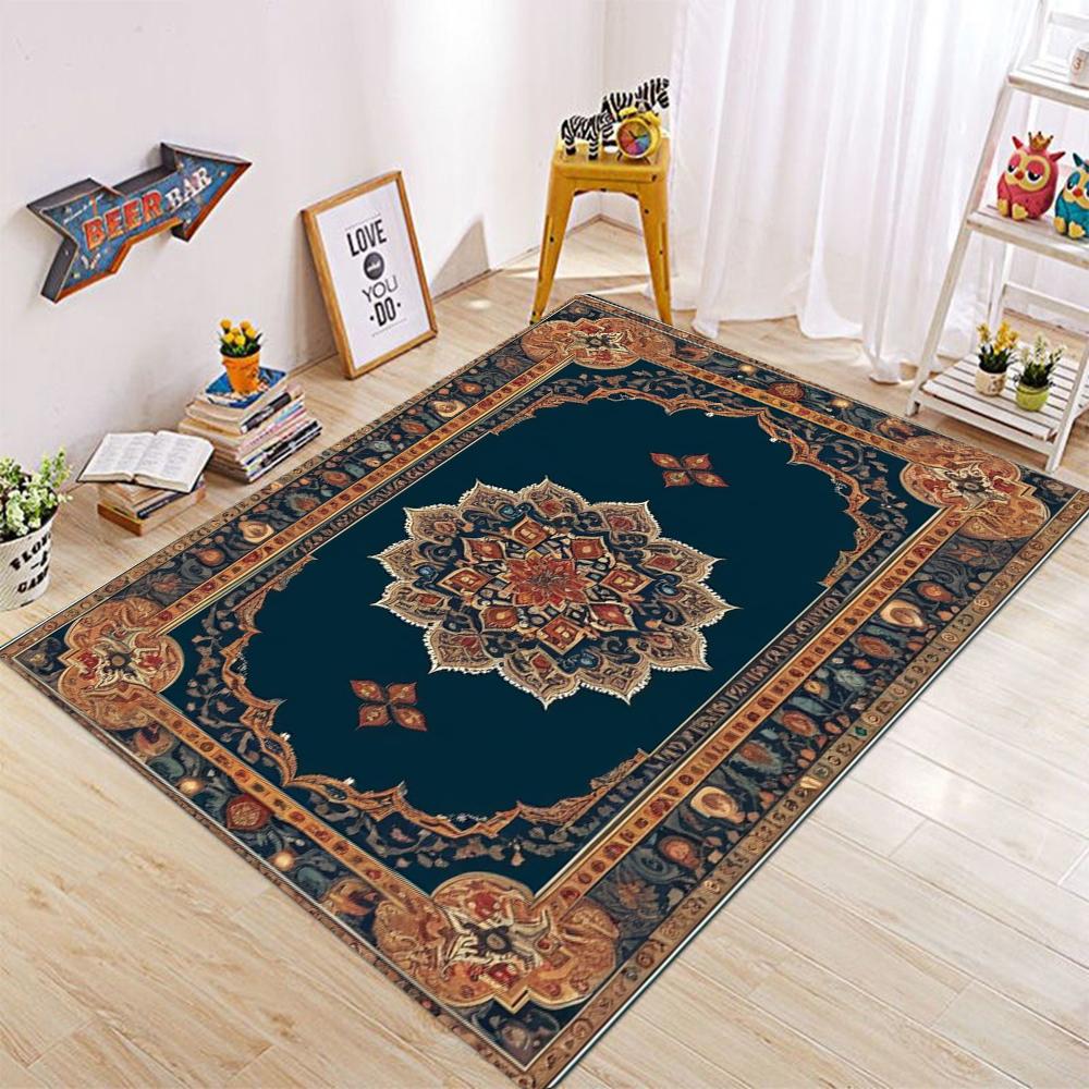 Retro Ethnic Carpets Turkish Persian Rug for Living Room Bedside Bedroom Vintage Floor Mat Entrance Doormat Carpet Large Rug