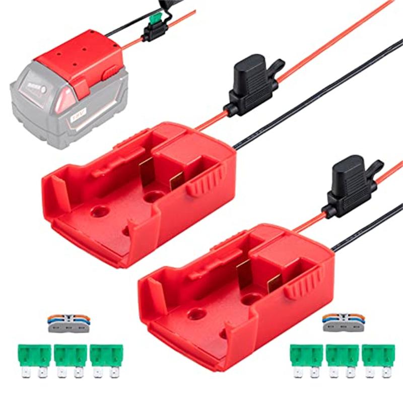Buy 2pcs Power Adapter With Fuses Wire Terminals Compatible For Milwaukee M18 18v Dock Power