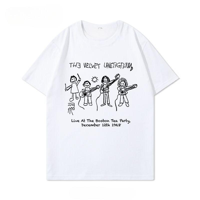 The Velvet Underground Velvet Band Black Large Size Men's and Women's T-Shirt Cotton Printed Men's and Women's Summer Clothing