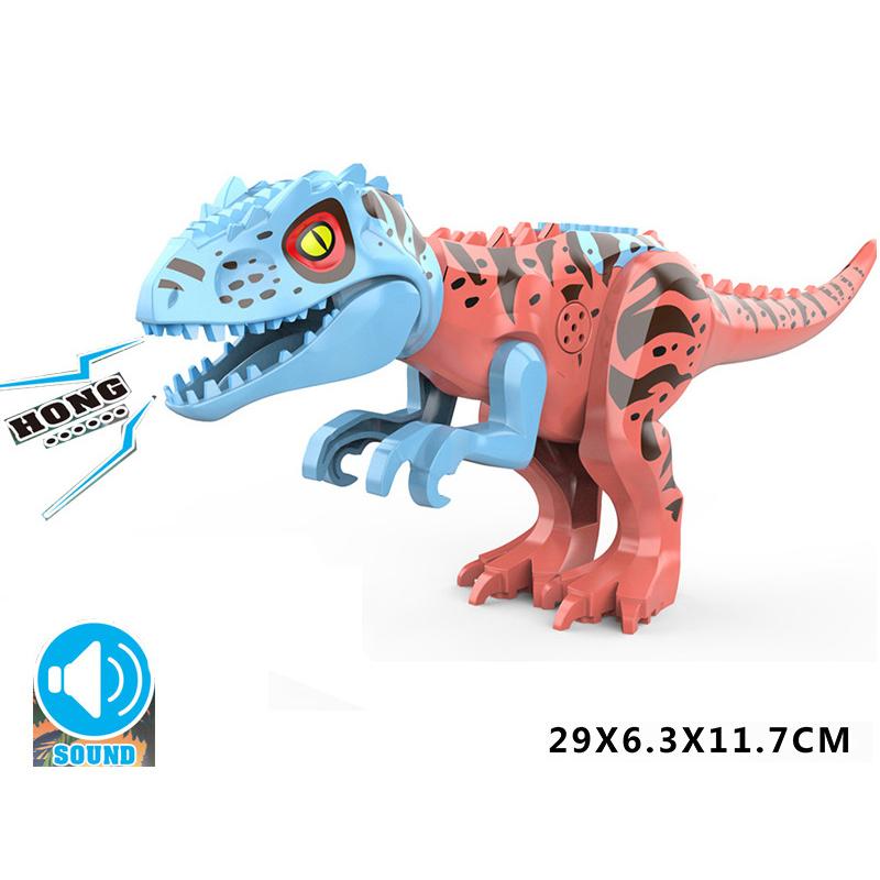 With Sound Assembled Building Blocks Dinosaur World T-Rex Velociraptor Triceratops Jurassic Animal Model Bricks Figure Toys Gift