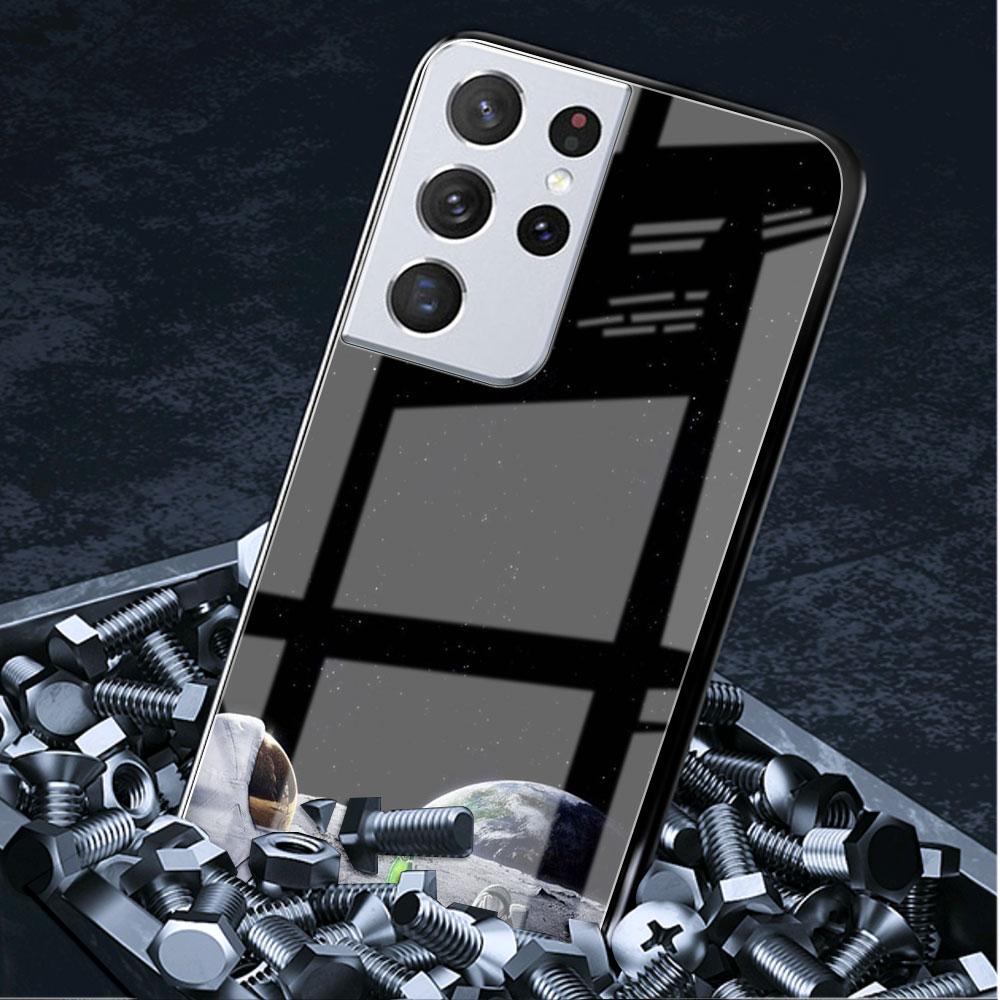 Astronaut Cosmic Planet Glass Case For Samsung Galaxy S22 S20 FE S21 Plus Phone Cover S10 5G S9 Note 20 Ultra 10 Lite Shell