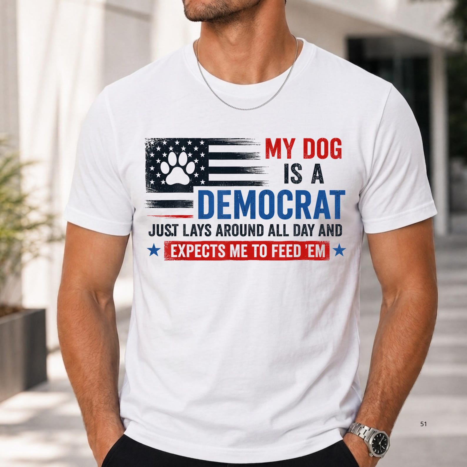 My Dog Is A Democrat Funny Dog Lover T-Shirt L