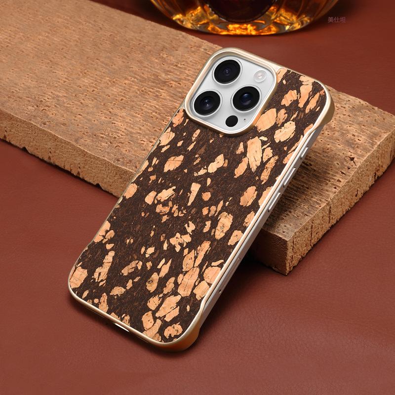 Suitable for Apple 16promax Phone Case, Frameless Fashion, IPhone15 Anti-drop 14 Cork Light Luxury Electroplated Case