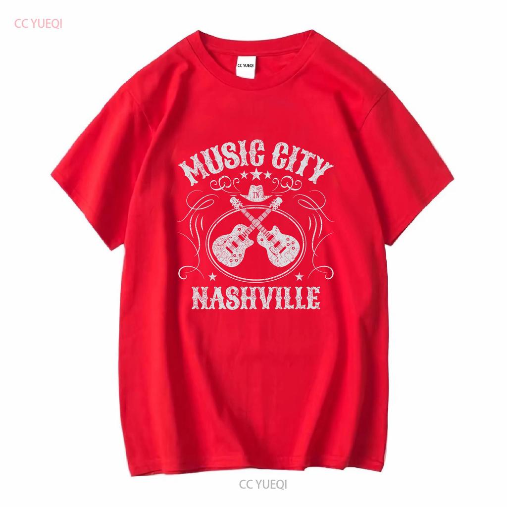 Nashville Music City T Shirt Country Cowgirl Long Or Short Sleeves Vintage Washed Top For Everyday Wear Comfortable Breathable