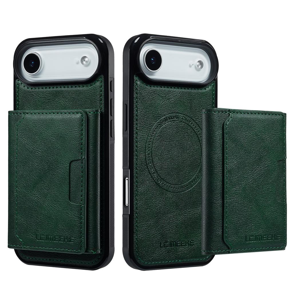 LC.IMEEKE L5 For iPhone 17 Air Magnetic Phone Case Leather Back Cover with Detachable Card Holder