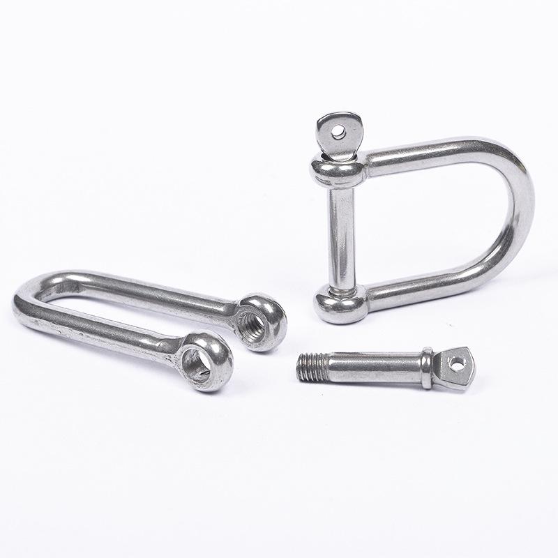 304 Stainless Steel Extended Hex Socket Safety D-Shackle with Marine U-Ring.