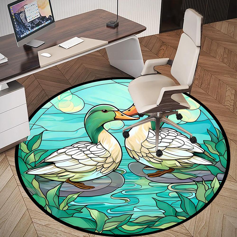 1pc Ducks Pond Round Chair Mat Office Area Rug - Non-Slip, Floor Mat for Office, Bedroom, Ideal Home Decor Gift C0112138