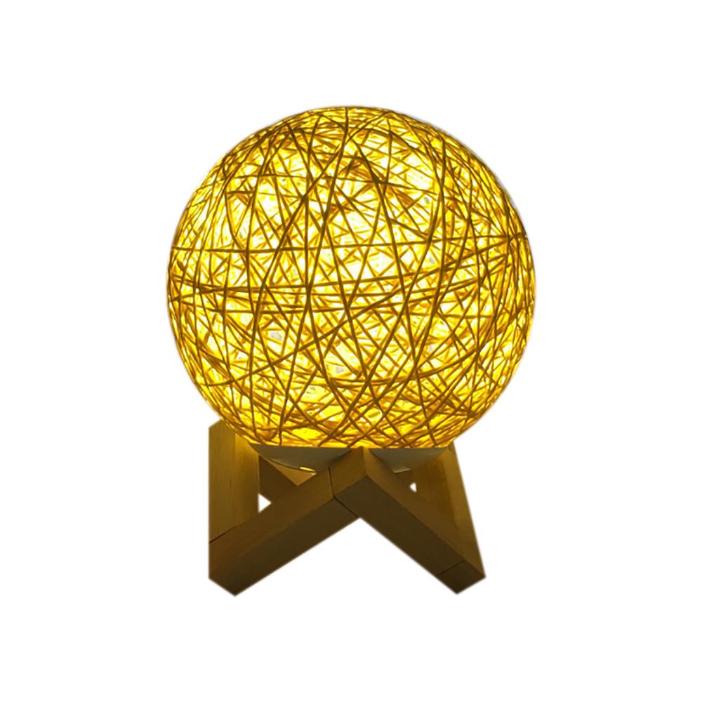 3D LED Rattan Moon Night Light USB Charging Table Desk Moon Lamp