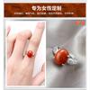 Adjustable Vintage Style Red Agate Ring Women Men Geometric Minimalist Boho Jewelry