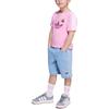 T-Shirt Adidas Originals X MINECRAFT Casual Sportswear TEE And SHORT SET Blessing Pink/Clear Blue Children